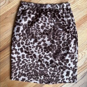 Club Monaco size 2 Leopard Print Pencil Skirt in Brown and Cream